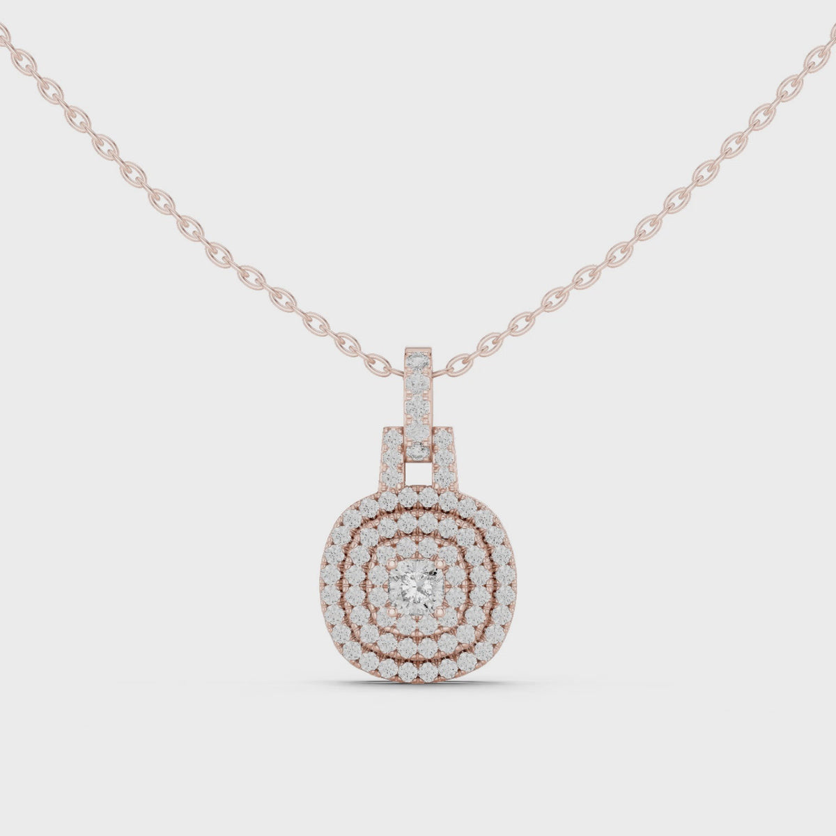 Orbessa Triple Halo Pavé Lab Grown Diamond Pendant Necklace