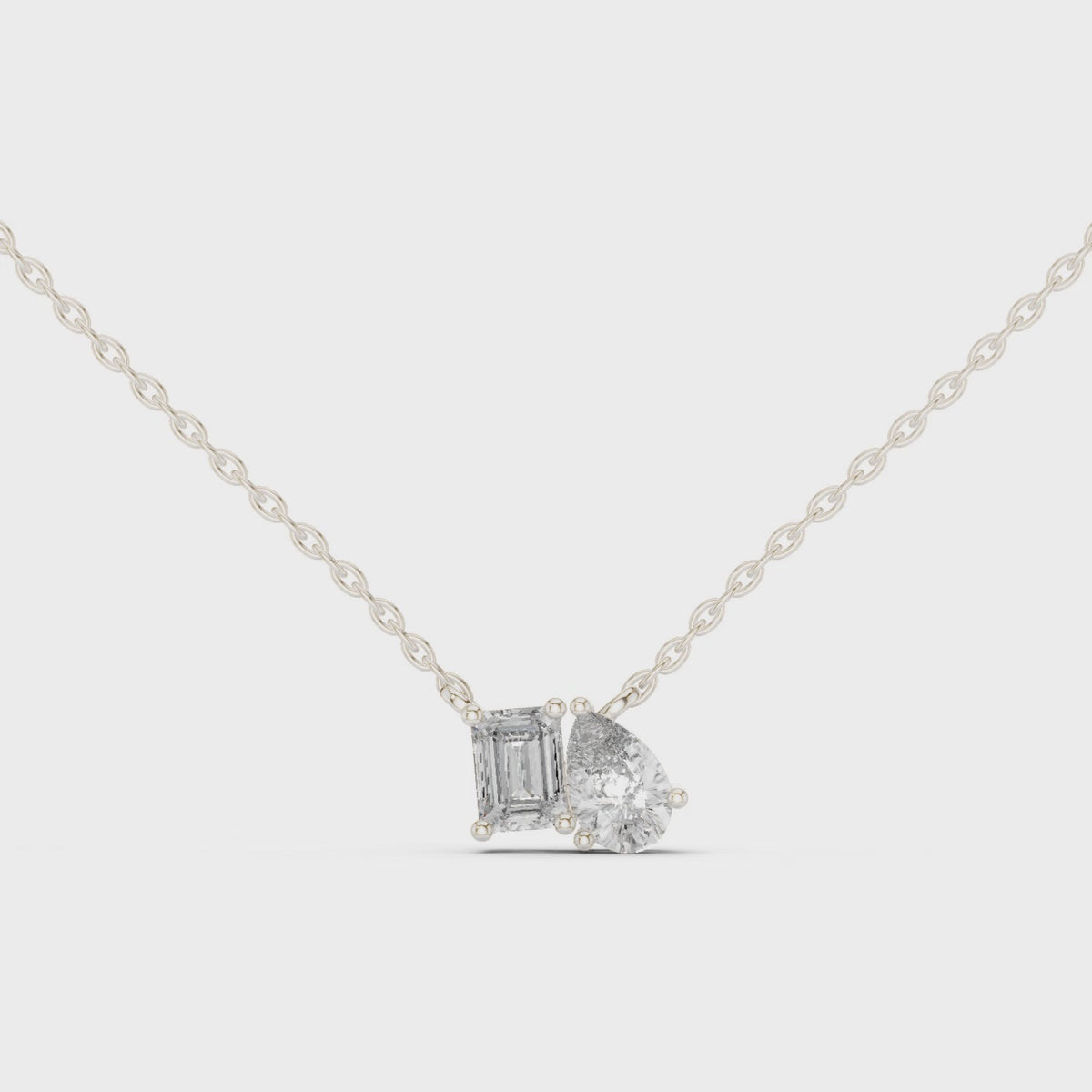 Nalyra Emerald Cut and Pear Cut Two Stone Lab Grown Diamond Necklace