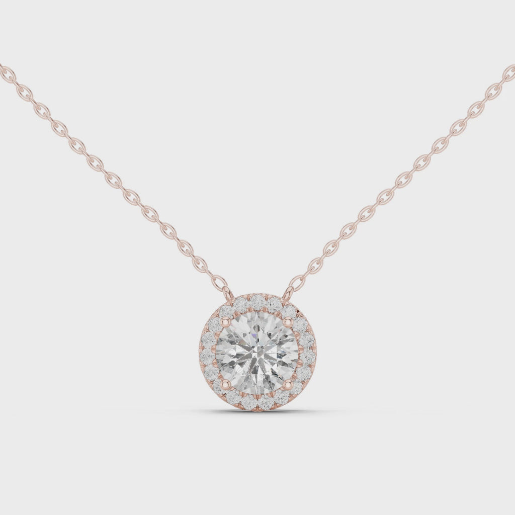 Halenne Floating Round Brilliant Halo Lab Grown Diamond Necklace