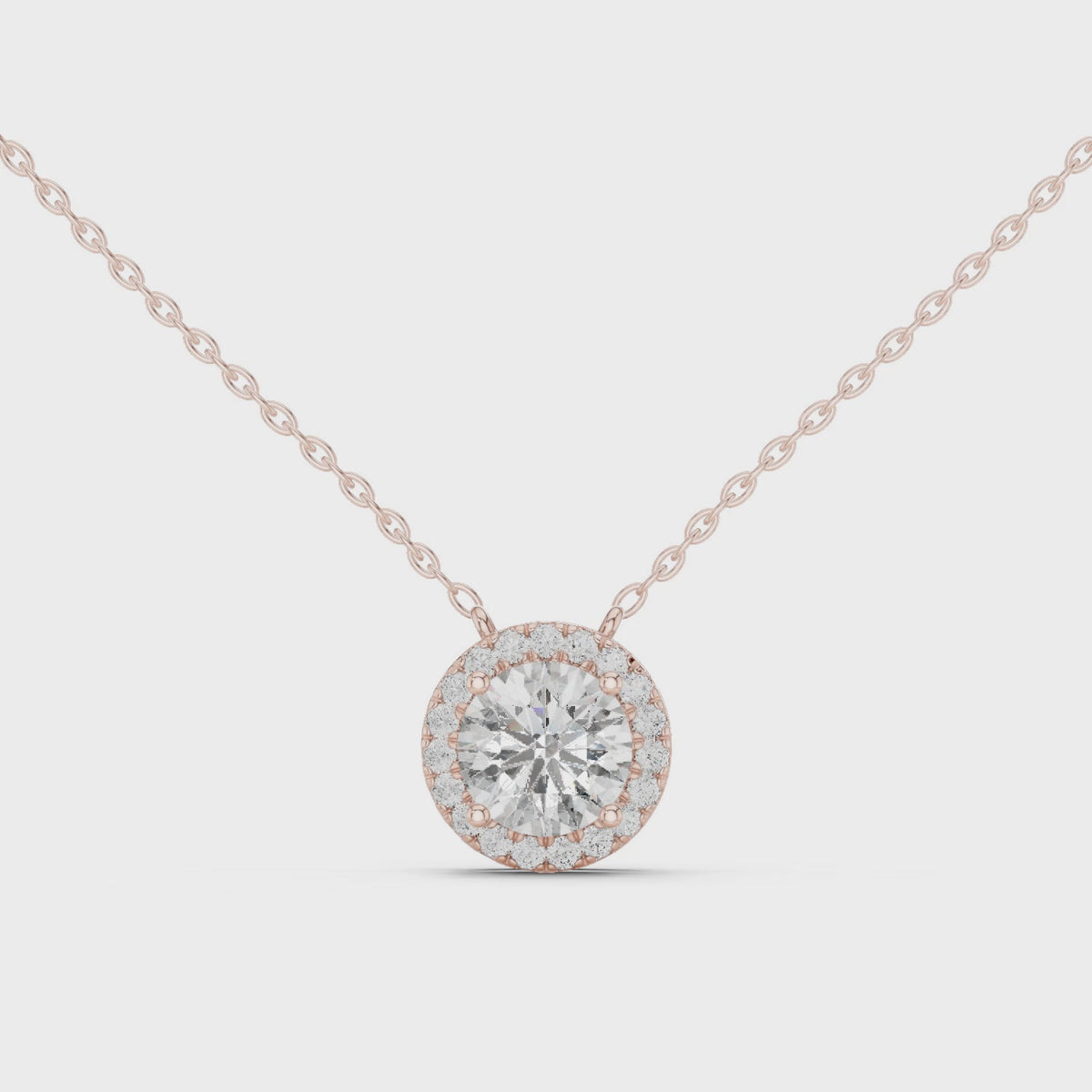Halenne Floating Round Brilliant Halo Lab Grown Diamond Necklace