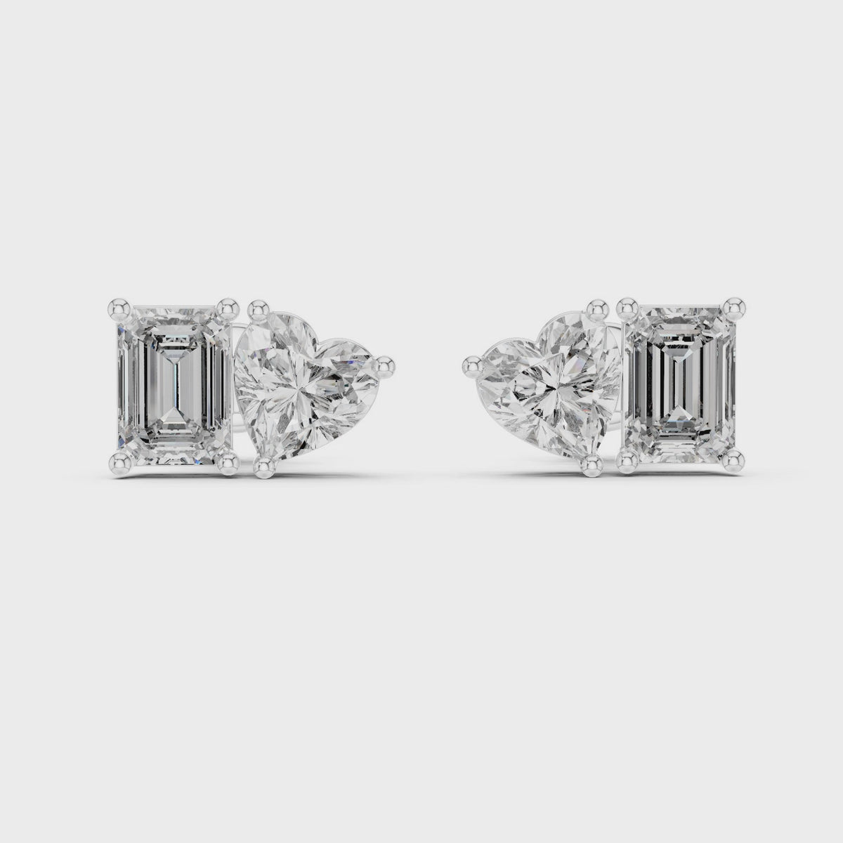 Elaris Emerald & Heart Lab Grown Diamond Stud Earrings