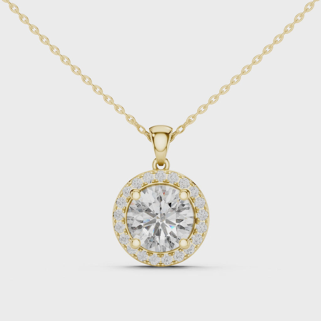 Roselle Classic Round Halo Lab Grown Diamond Pendant