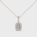Emeralyn Emerald Cut Halo Lab Grown Diamond Pendant with Diamond Bail
