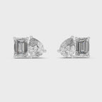 Seravelle Emerald & Pear Lab Grown Diamond Stud Earrings
