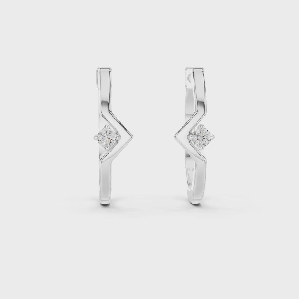 Zarellia Chevron Solitaire Lab Grown Diamond Earrings