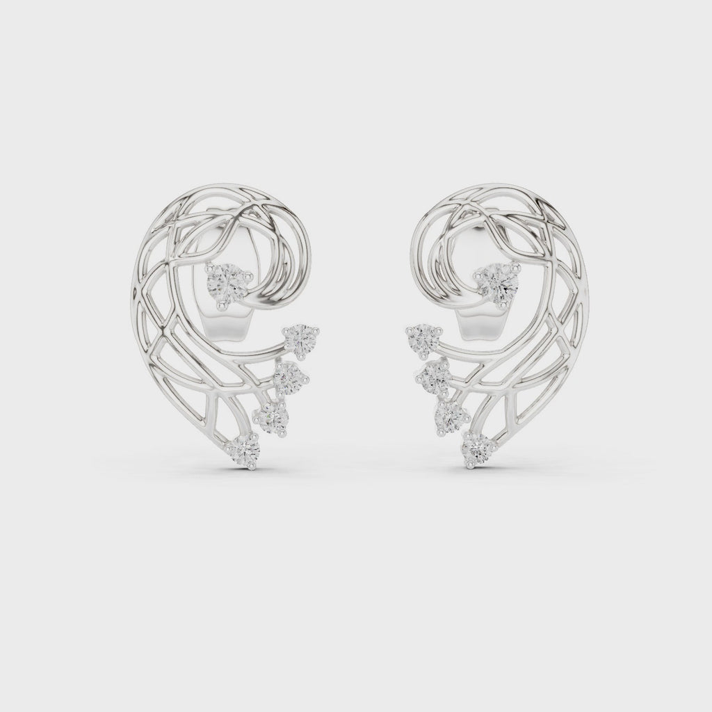 Fernelle Openwork Fern Leaf Lab Grown Diamond Earrings