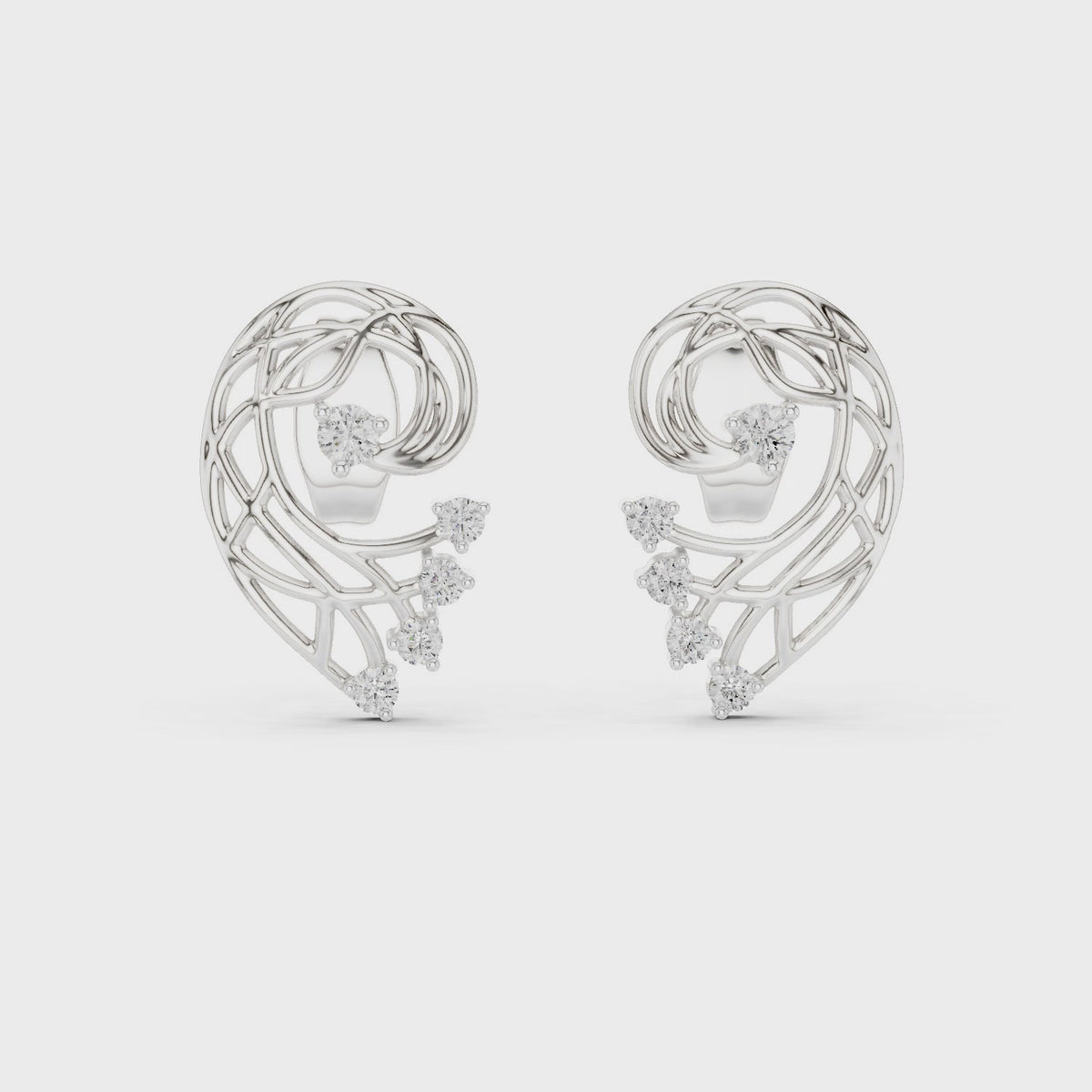 Fernelle Openwork Fern Leaf Lab Grown Diamond Earrings