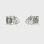 Seravelle Emerald & Pear Lab Grown Diamond Stud Earrings
