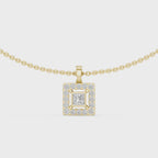 Aurelia Square Halo Lab Grown Diamond Pendant Necklace